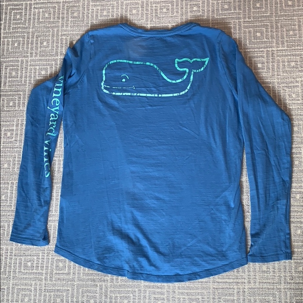 Vineyard Vines Blue Tee with Green Whale - Picture 2 of 6